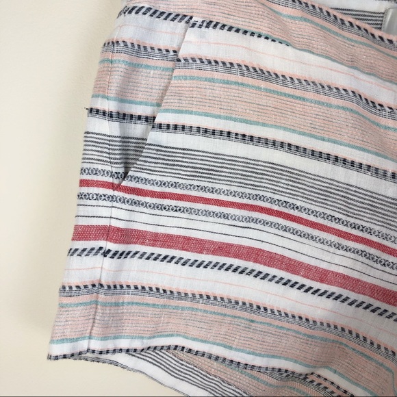 JOIE Merci Linen striped Shorts SZ 0 front zip - Picture 8 of 9
